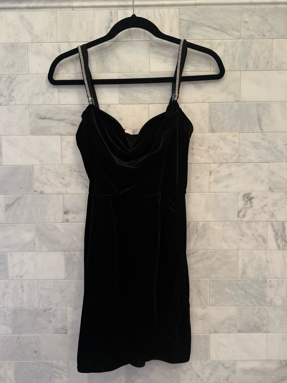 Velour dress w/ Rhinestone straps
